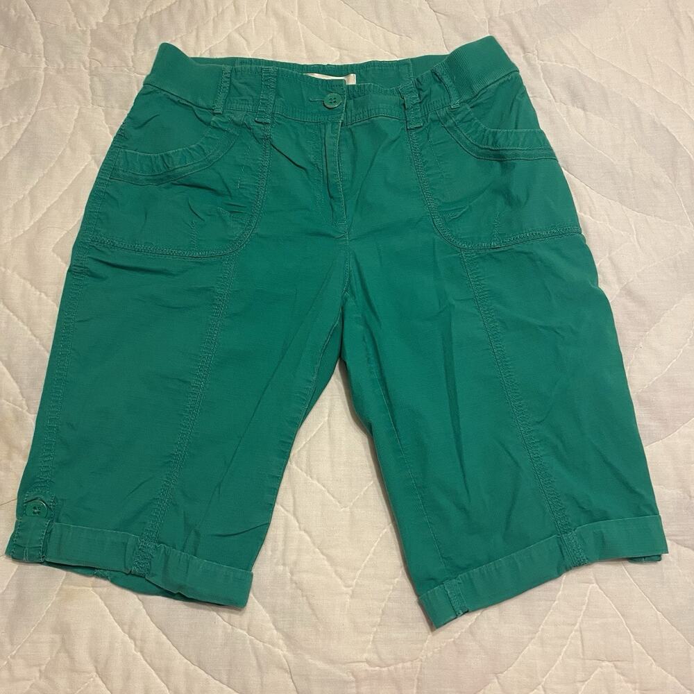 Chico's Womens Casual Bermuda Shorts Rolled Cuffs Green Size 0.5 (US size - S)